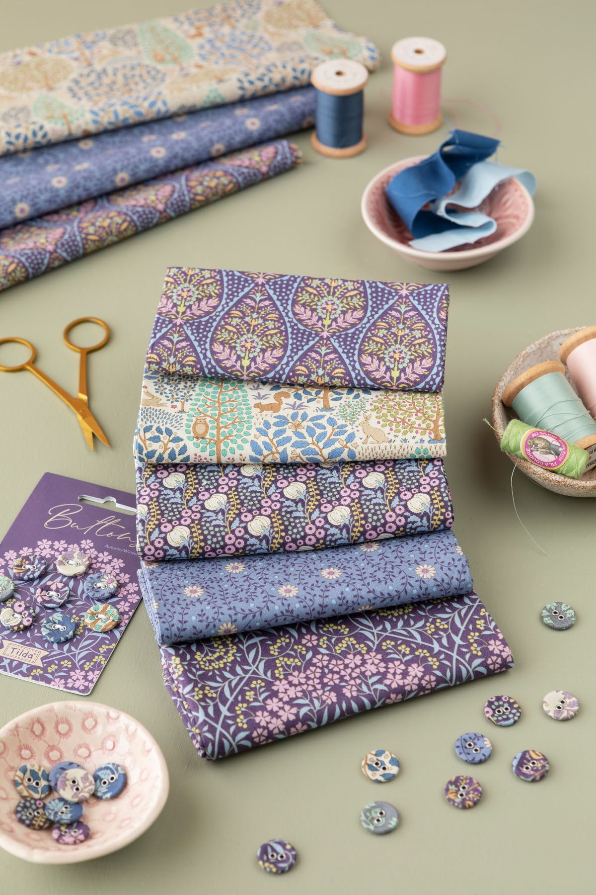 Tilda Sanctuary - Fat Quarter Bundle - Eggplant/Blue