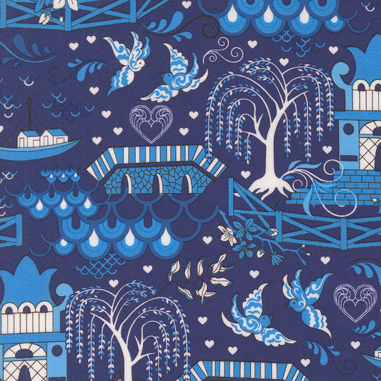 Legendary Love - Willow Pattern Scene - Navy