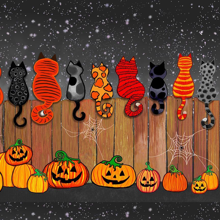 Spooky Cats On A Fence