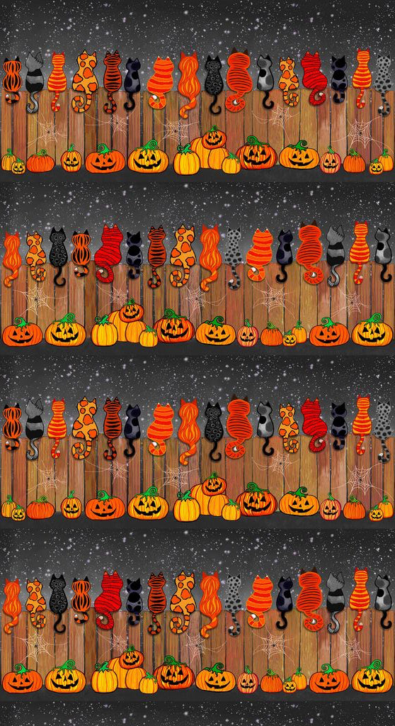 Spooky Cats On A Fence
