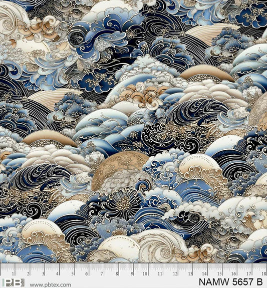 END OF BOLT - 91cm - Nami 108" Backing Fabric - Blue