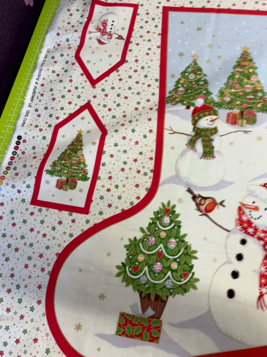Jolly Saint Nick Christmas Stocking - Sew Your Own - Cotton Panel