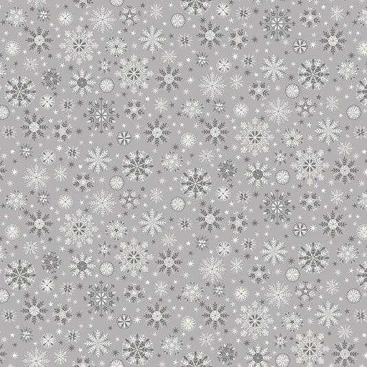 Scandi Christmas - Snowflakes Grey Background
