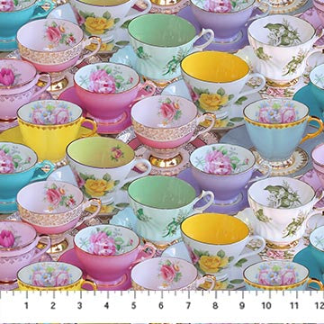 End Of Bolt - 1 Metre- Tea for Two - Vintage Teacups