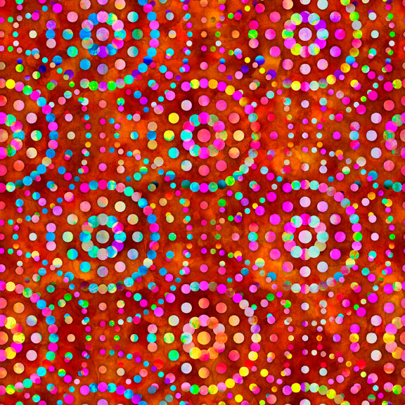 END OF BOLT 147cm - Bohemian Dreams - Circles - Red