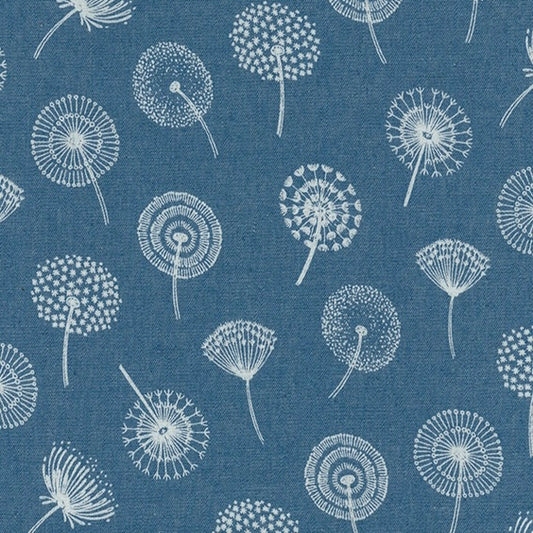 REMNANT 98cm - Cotton Denim Chambray - Seed Heads