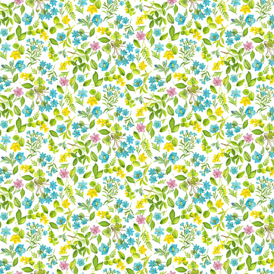 END OF BOLT - 194cm - Summer Days - Turquoise Floral
