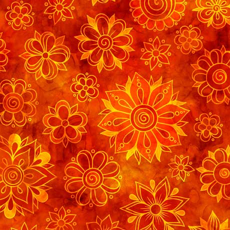 REMNANT 148cm - Bohemian Dreams - Flower Toss - Orange