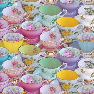 End Of Bolt - 1 Metre- Tea for Two - Vintage Teacups